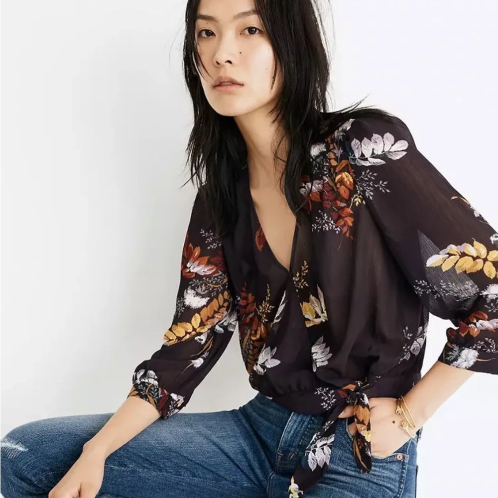 Madewell wrap top in blooming oasis